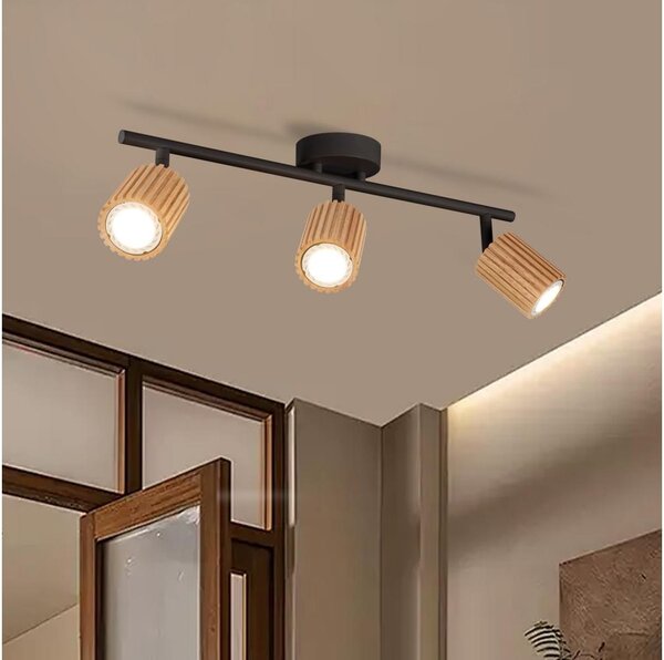 Brilagi - Bodové svítidlo MODERN WOOD 3xGU10/8W/230V dřevo/černá