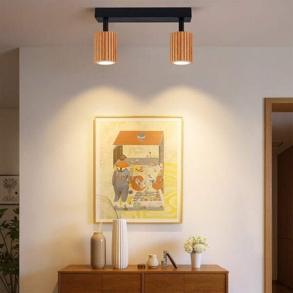 Brilagi - Bodové svítidlo MODERN WOOD 2xGU10/8W/230V dřevo/černá