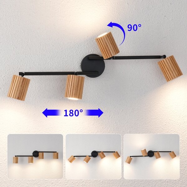 Brilagi - Bodové svítidlo MODERN WOOD 4xGU10/8W/230V dřevo/černá