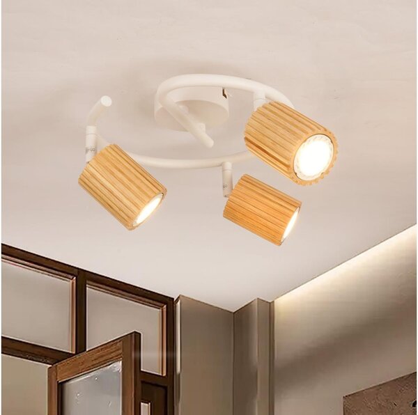 Brilagi - Bodové svítidlo MODERN WOOD 3xGU10/8W/230V dřevo/bílá