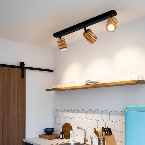 Brilagi - Bodové svítidlo MODERN WOOD 3xGU10/8W/230V dřevo/černá