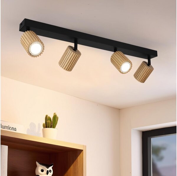Brilagi - Bodové svítidlo MODERN WOOD 4xGU10/8W/230V dřevo/černá