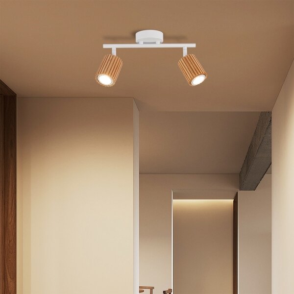 Brilagi - Bodové svítidlo MODERN WOOD 2xGU10/8W/230V dřevo/bílá