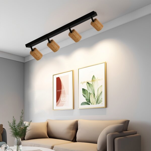 Brilagi - Bodové svítidlo MODERN WOOD 4xGU10/8W/230V dřevo/černá