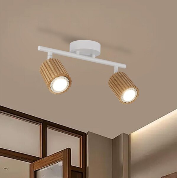 Brilagi - Bodové svítidlo MODERN WOOD 2xGU10/8W/230V dřevo/bílá