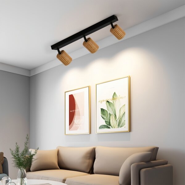 Brilagi - Bodové svítidlo MODERN WOOD 3xGU10/8W/230V dřevo/černá