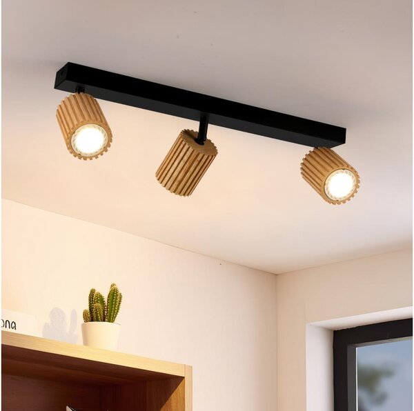 Brilagi - Bodové svítidlo MODERN WOOD 3xGU10/8W/230V dřevo/černá