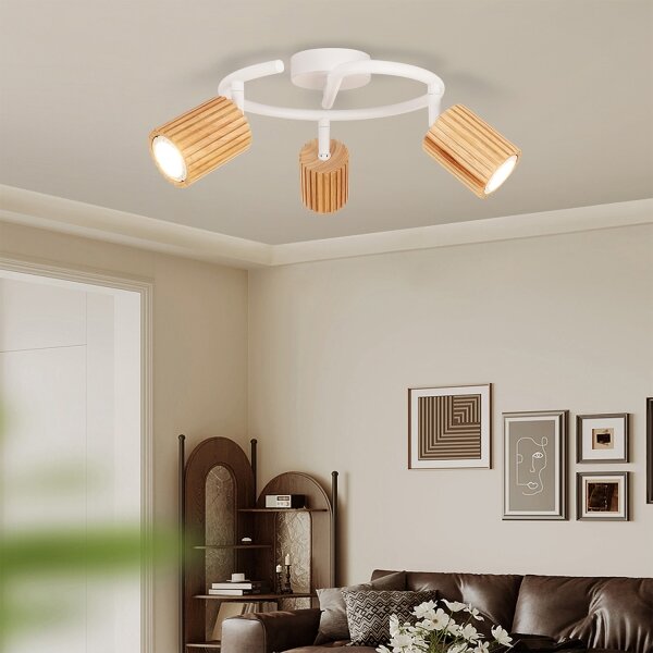 Brilagi - Bodové svítidlo MODERN WOOD 3xGU10/8W/230V dřevo/bílá