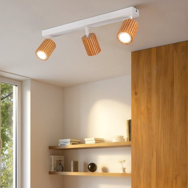 Brilagi - Bodové svítidlo MODERN WOOD 3xGU10/8W/230V dřevo/bílá