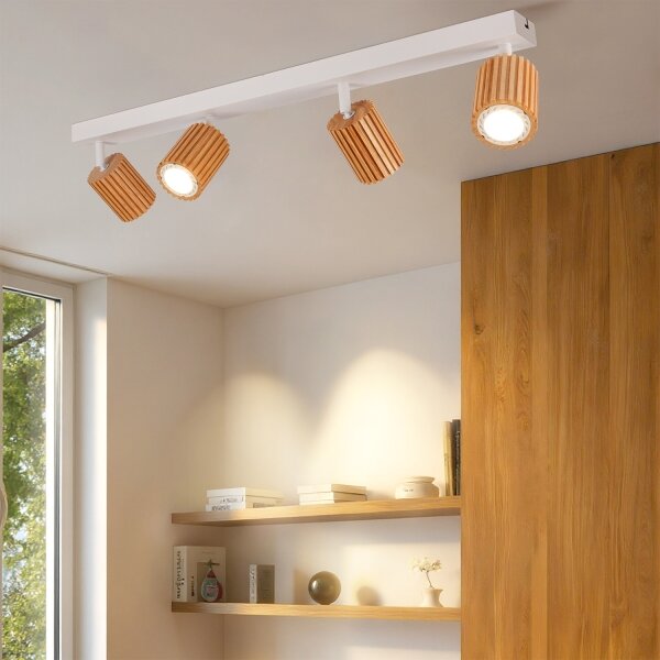 Brilagi - Bodové svítidlo MODERN WOOD 4xGU10/8W/230V dřevo/bílá