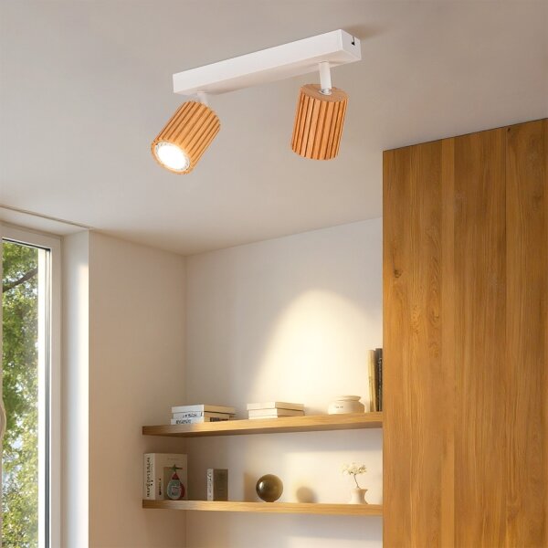 Brilagi - Bodové svítidlo MODERN WOOD 2xGU10/8W/230V dřevo/bílá