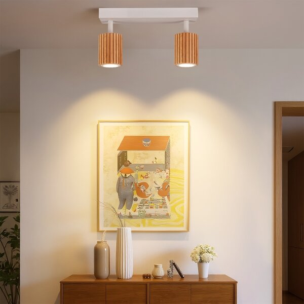 Brilagi - Bodové svítidlo MODERN WOOD 2xGU10/8W/230V dřevo/bílá