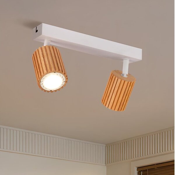 Brilagi - Bodové svítidlo MODERN WOOD 2xGU10/8W/230V dřevo/bílá