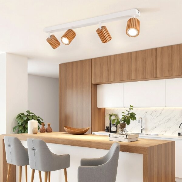 Brilagi - Bodové svítidlo MODERN WOOD 4xGU10/8W/230V dřevo/bílá