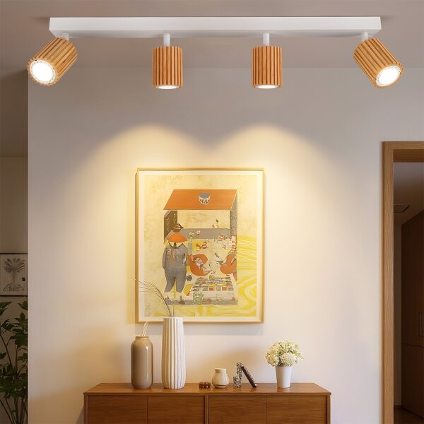Brilagi - Bodové svítidlo MODERN WOOD 4xGU10/8W/230V dřevo/bílá