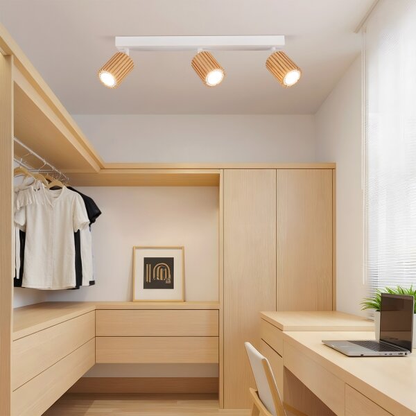 Brilagi - Bodové svítidlo MODERN WOOD 3xGU10/8W/230V dřevo/bílá