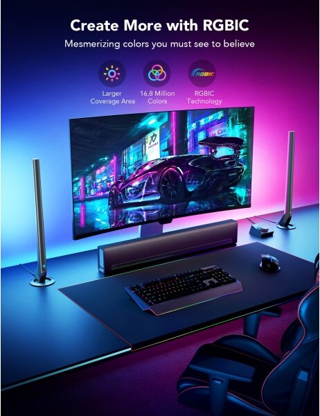Govee - Smart Gaming WiFi LED Panely + Smart Dual ovladač White Wi-Fi