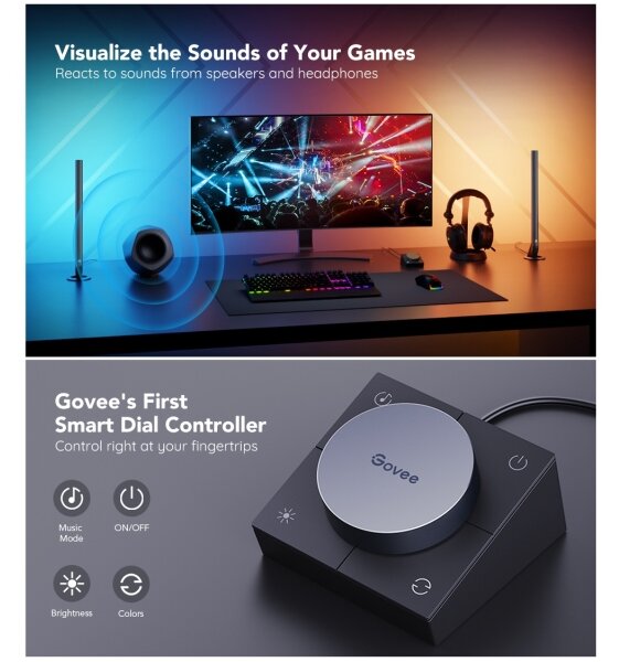 Govee - Smart Gaming WiFi LED Panely + Smart Dual ovladač White Wi-Fi