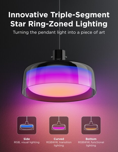 Govee - LED RGBICWW Stmívatelný lustr na lanku LED/21W/230V Matter Wi-Fi