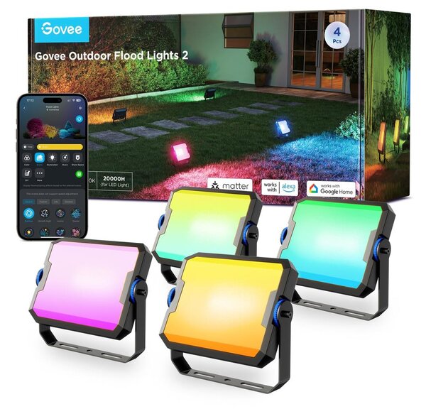 Govee - SADA 4x LED RGBICWW Stmívateln reflektor LED/24W/230V IP66 Matter Wi-Fi