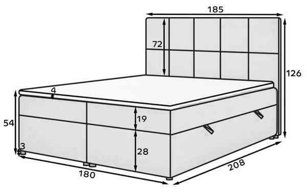 Manželská boxspringová postel 180x200 FLARO - světle béžová eko kůže
