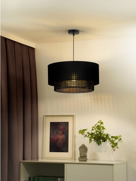 Duolla - Lustr na lanku BOHO RATTAN 1xE27/15W/230V pr. 45 cm černá