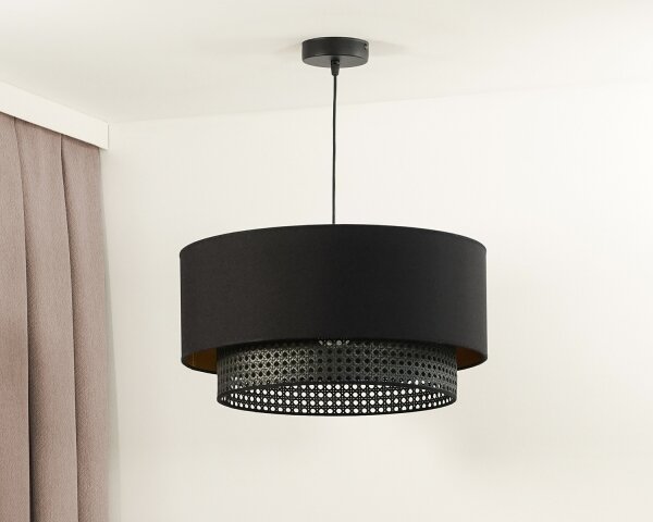 Duolla - Lustr na lanku BOHO RATTAN 1xE27/15W/230V pr. 45 cm černá