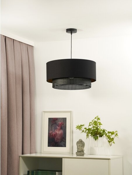 Duolla - Lustr na lanku BOHO RATTAN 1xE27/15W/230V pr. 45 cm černá
