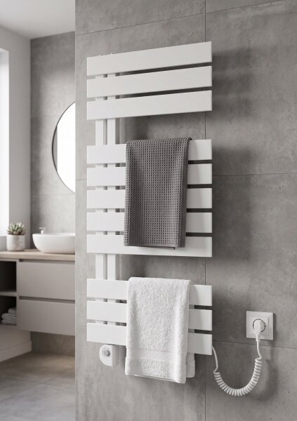 Vertaduro - Koupelnový radiátor s termostatem ZIVA 500W 109x50 cm bílá