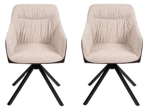 Set - 2 ks Jídelní židle AVENBERG LARO – otočná, béžovo-hnědá