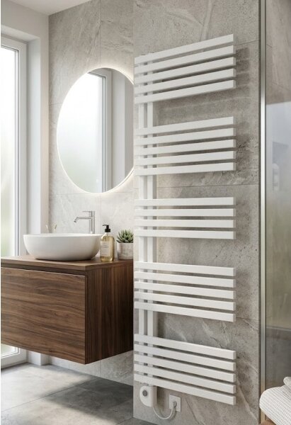 Vertaduro - Koupelnový radiátor s termostatem MICHELLE 600W 129x50 cm bílá