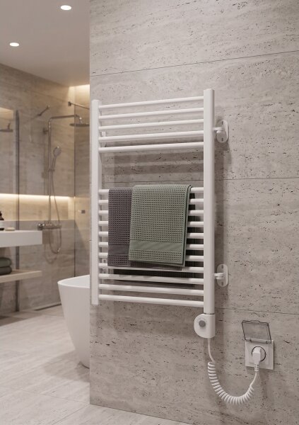 Vertaduro - Koupelnový radiátor s termostatem MEG 400W 78x50 cm bílá