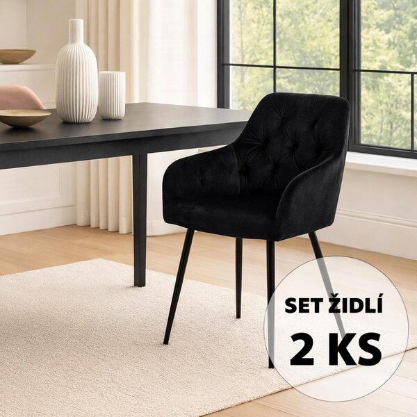 Set - 2 ks Jídelní židle AVENBERG LOREN černá