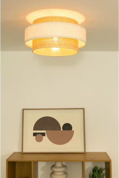 Stropní svítidlo BOHO 1xE27/60W/230V pr. 40 cm krémová/juta