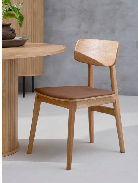 Jídelní židle z imitace kůže v koňakově hnědo-přírodní barvě Livo – Unique Furniture