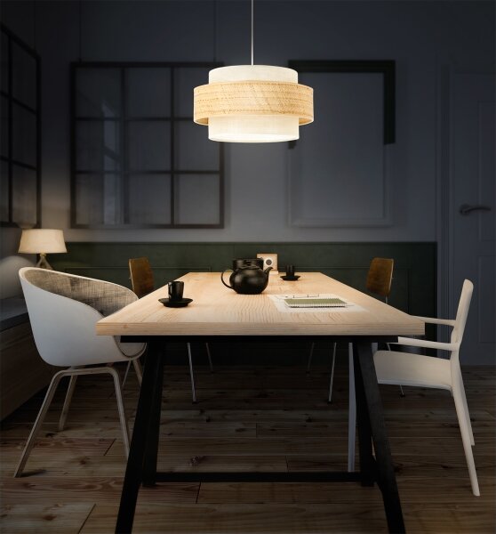 Lustr na lanku BOHO 1xE27/60W/230V pr. 40 cm juta/krémová