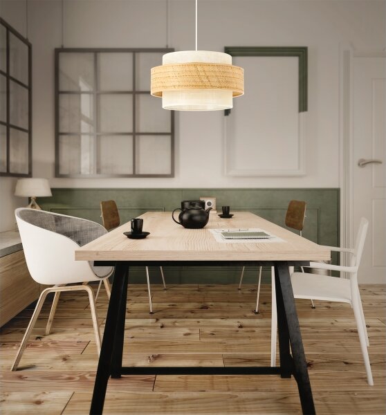 Lustr na lanku BOHO 1xE27/60W/230V pr. 40 cm juta/krémová