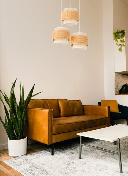 Lustr na lanku BOHO 3xE27/60W/230V juta/krémová