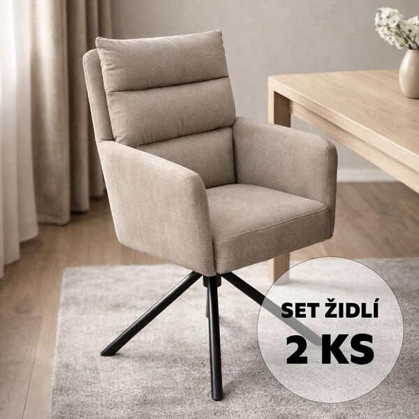 Set - 2 ks Otočná jídelní židle AVENBERG TESSA béžová