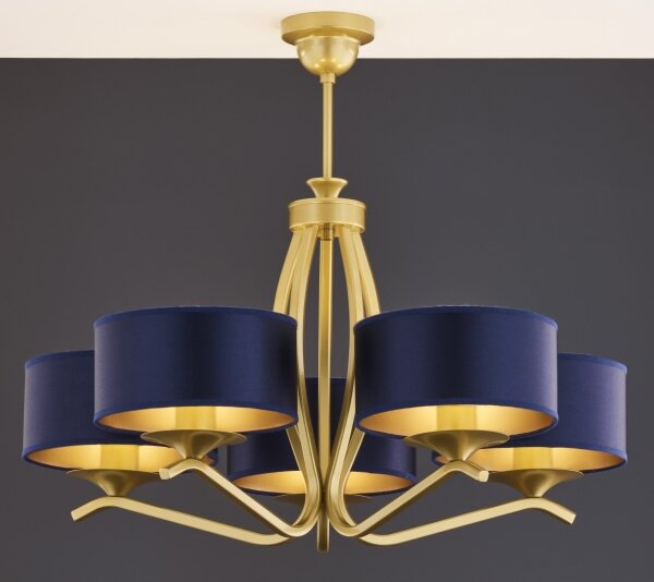 Jupiter 2114 - Lustr na tyči KASZMIR 5xE27/15W/230V modrá/zlatá