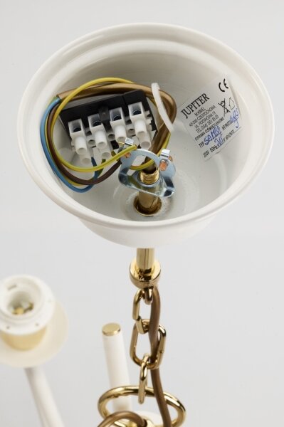 Jupiter 2085 - Lustr na řetězu SAMBA 3xE27/15W/230V bílá/zlatá