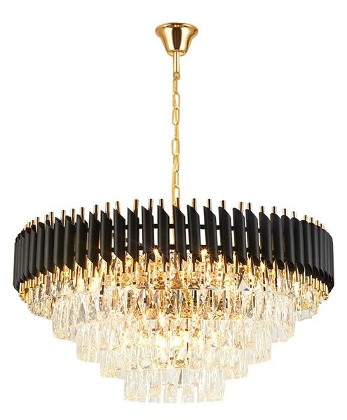 Toolight Toolight, stropní závěsná křišťálová lampa 9xE14 APP1058-CP, černá-zlatá, OSW-04400