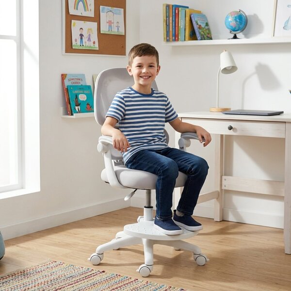 Dětská otočná židle Neoseat JUNI 023 — látka, pratelný potah, šedá