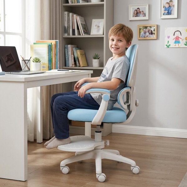Dětská otočná židle Neoseat JUNI 023 — látka, pratelný potah, modrá