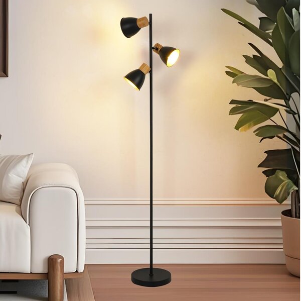 Brilagi - Stojací lampa ODENSE 3xE14/10W/230V dřevo/černá
