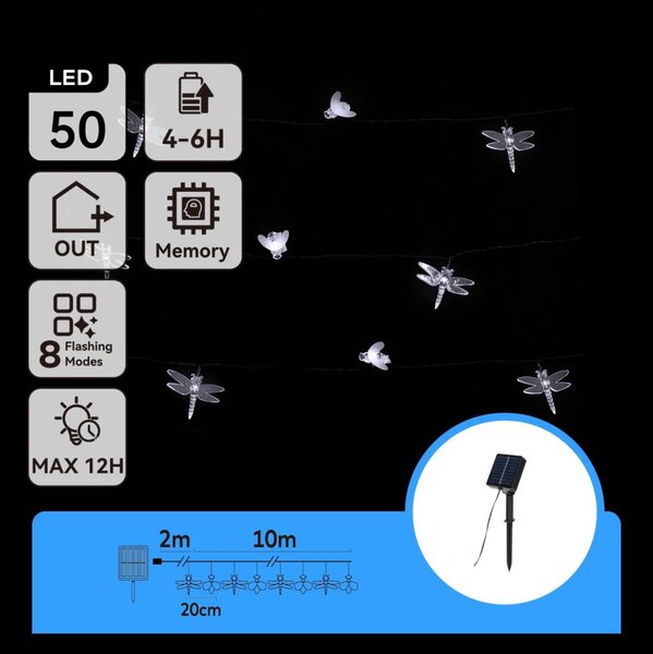Aigostar - LED Solární dekorační řetěz 50xLED/8 funkcí 10m 800mAh IP65 stud bílá