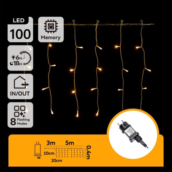 Aigostar - LED Venkovní řetěz 100xLED/8 funkcí 5x0,4m IP44 teplá bílá