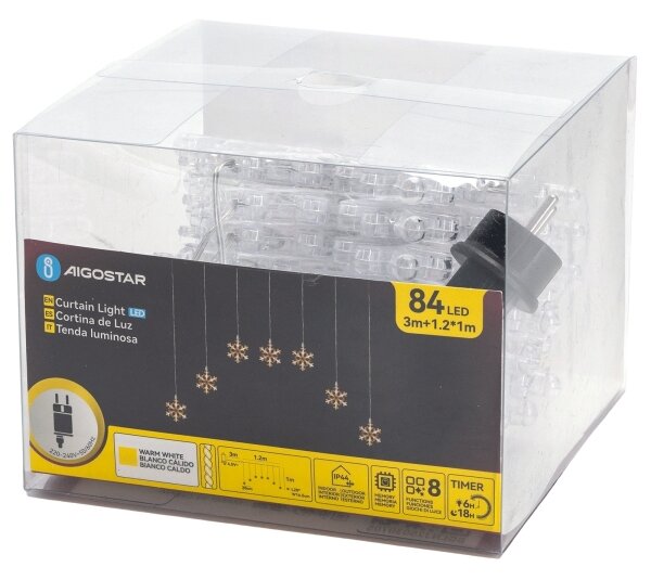 Aigostar - LED Venkovní řetěz 84xLED/230V 1,2x1m IP44 teplá bílá vločky