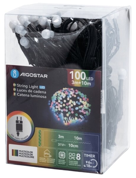 Aigostar - LED RGBY Venkovní dekorační řetěz 100xLED/3,6W/230V/8 funkcí 10m IP44