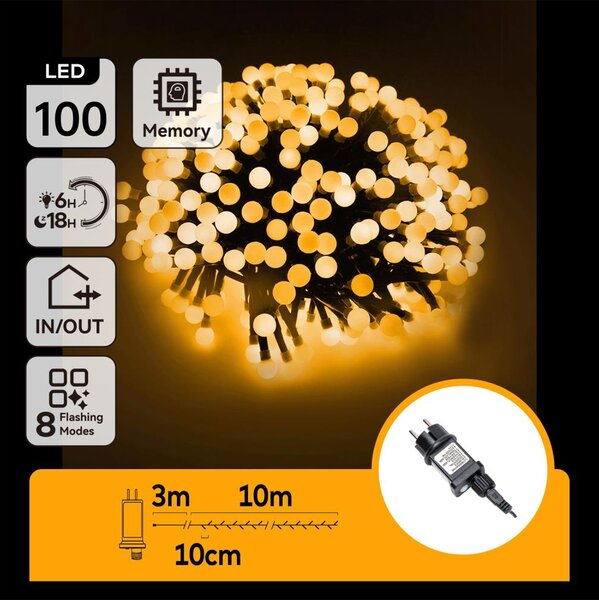 Aigostar - LED Ven. dekorační řetěz 100xLED/3,6W/230V/8 funkcí 10m IP44 tep bílá